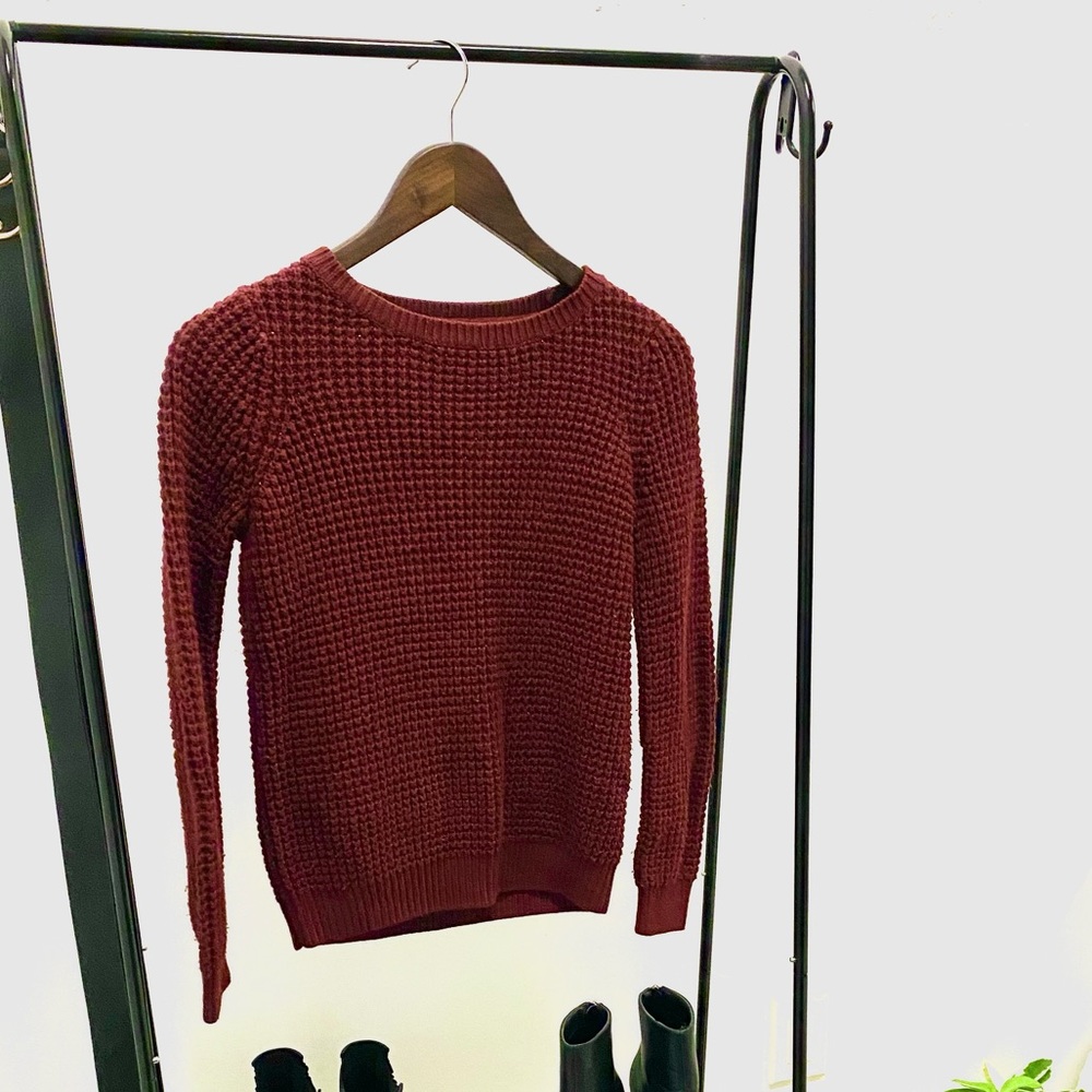 Maroon Cable Knit Sweater